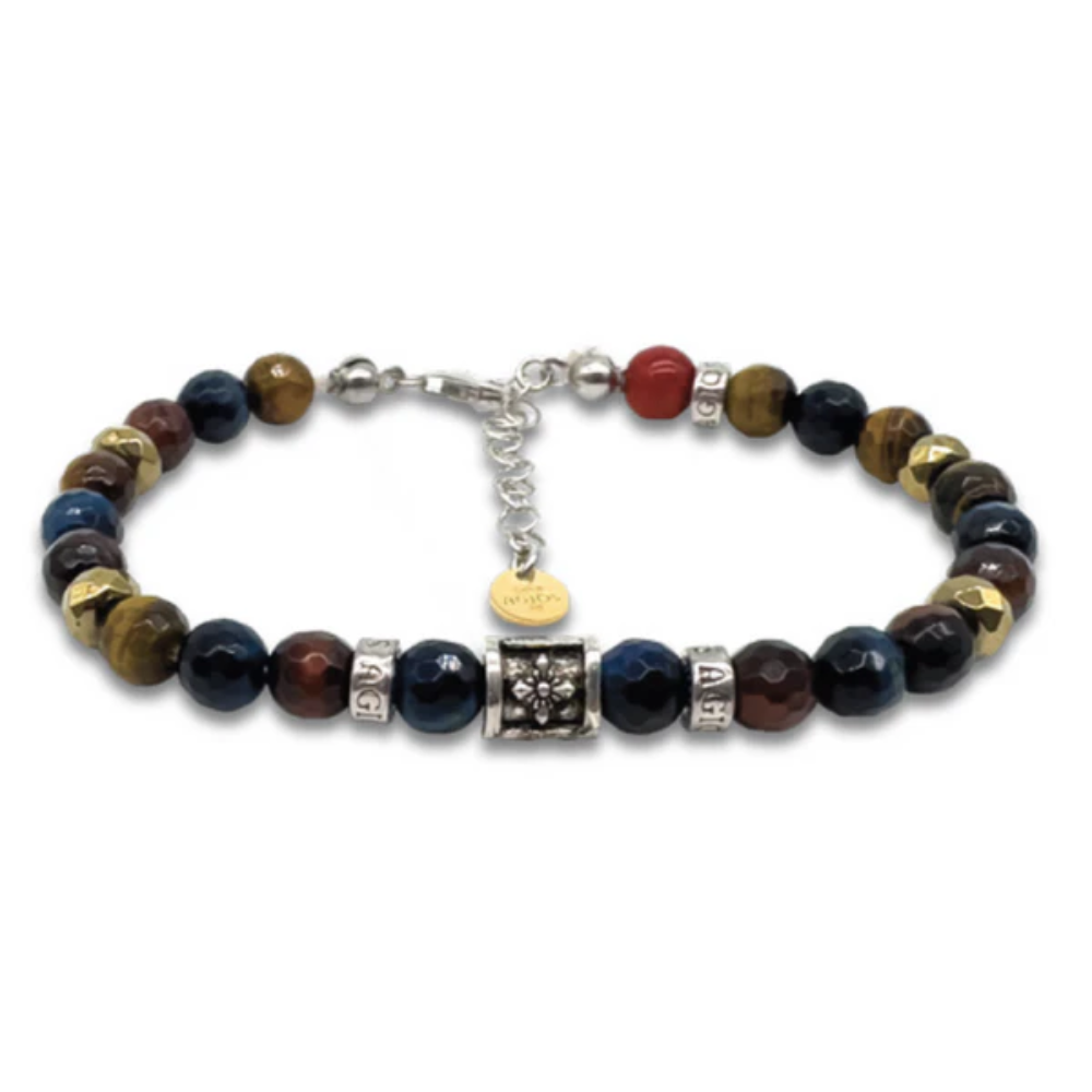 Bracciale BRC 1068 Mix Occhio di Tigre-Pasta di Turchese - EMOVE GIOIELLI
