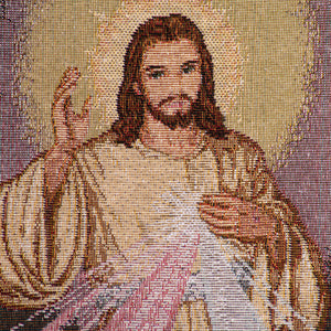 Particolare Arazzo in tela d'oro di Gesù Misericordioso - Galleria Mariana