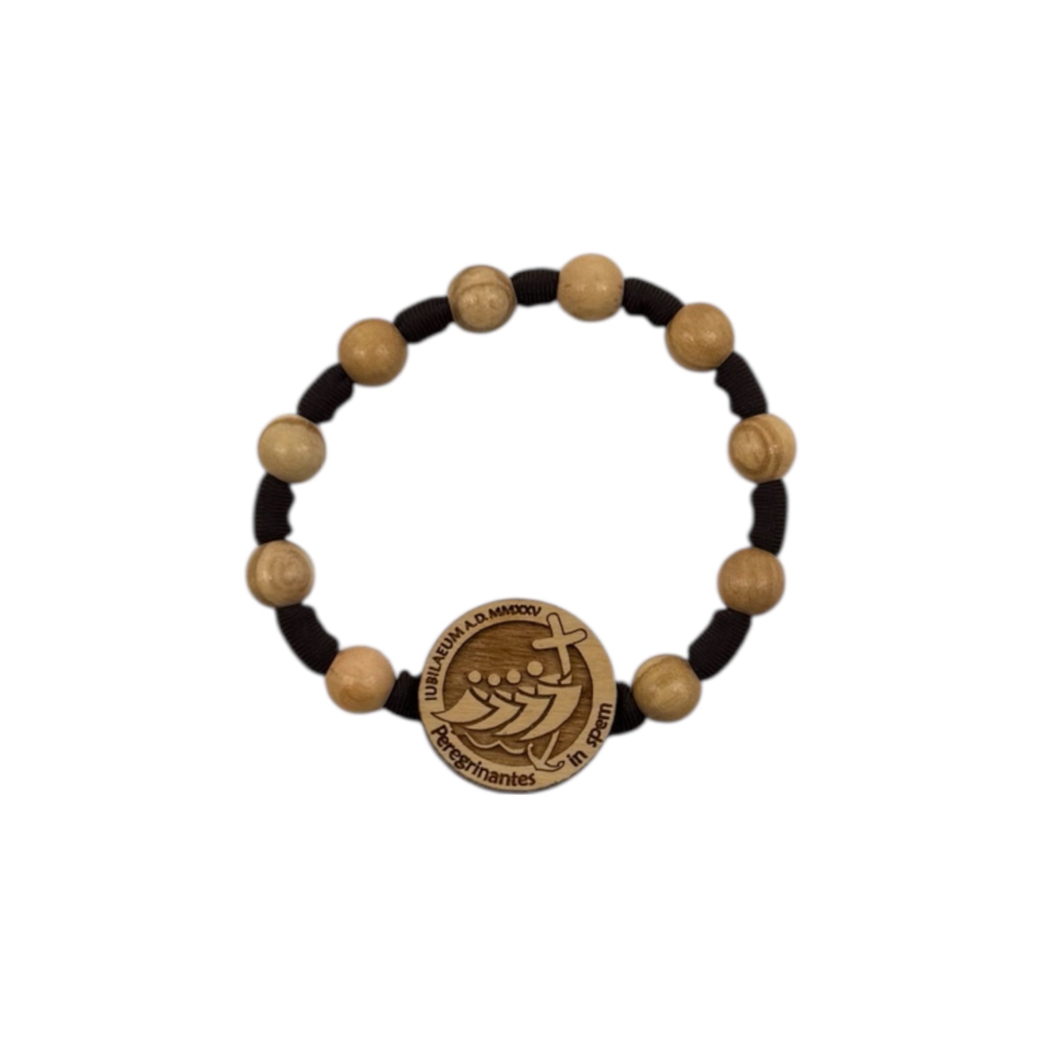 Bracciale in legno d'ulivo Clarisse Giubileo 2025 Papa Leone XIV - Galleria Mariana