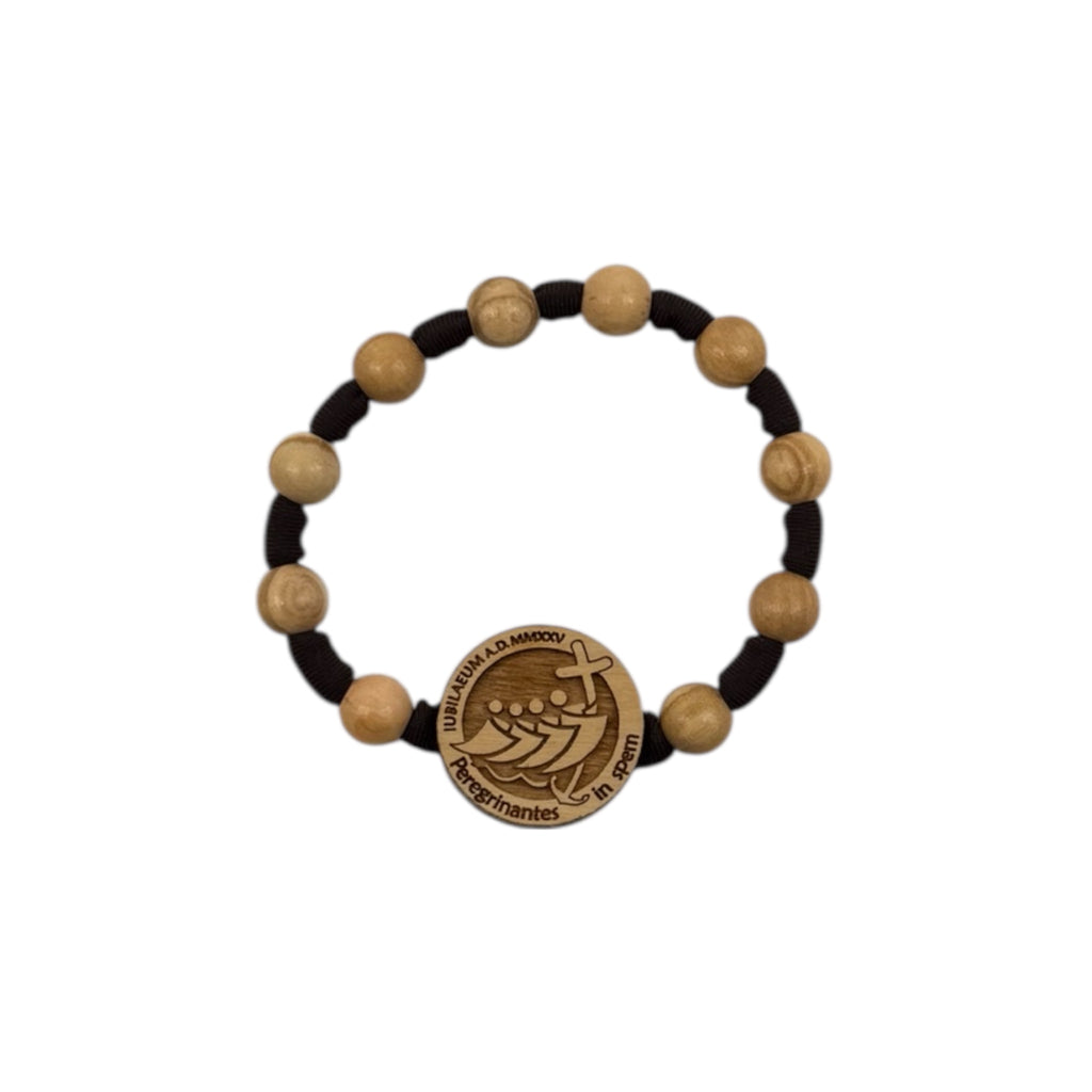 Bracciale in legno d'ulivo Clarisse Giubileo 2025 Papa Leone XIV - Galleria Mariana