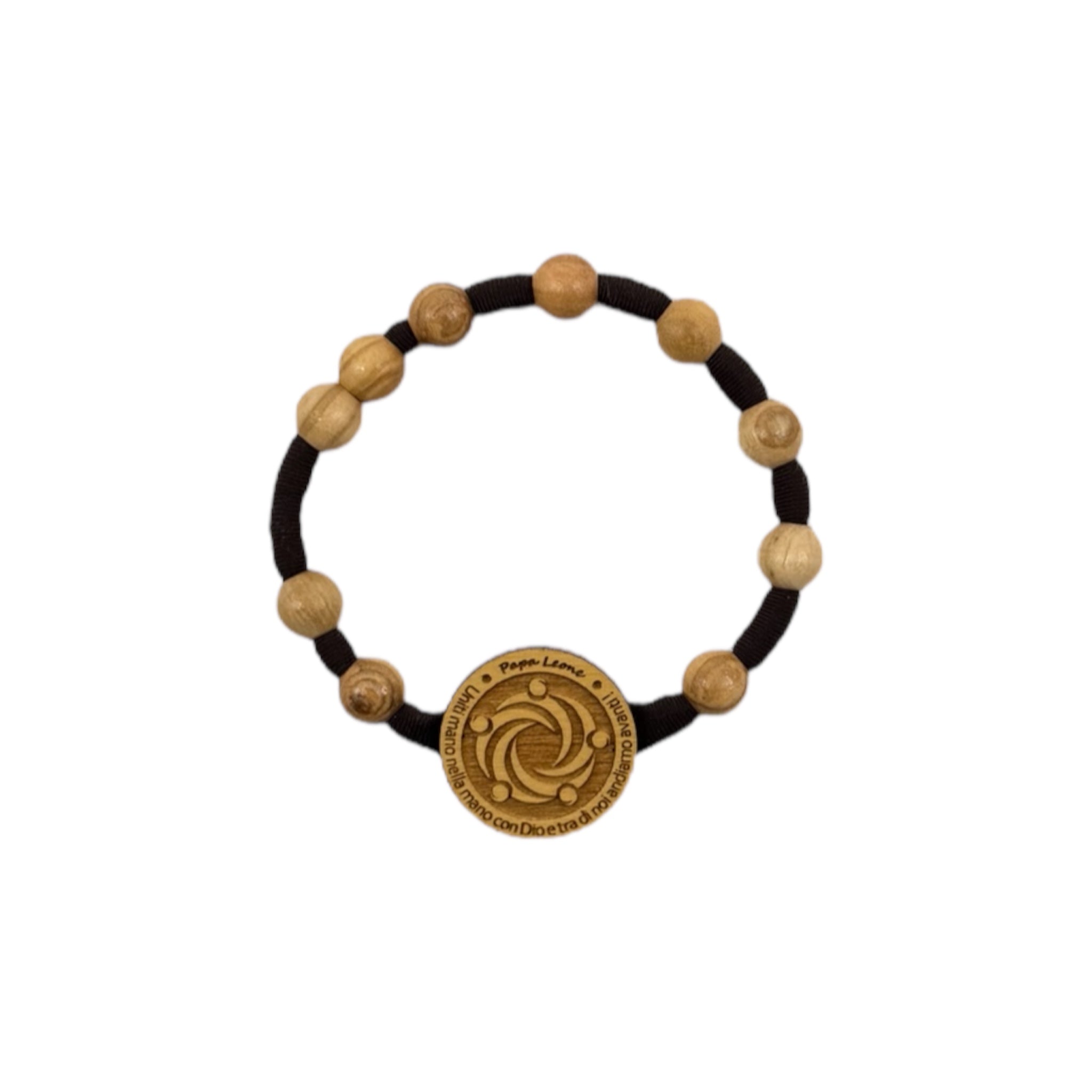 Bracciale in legno d'ulivo Sorelle Clarisse Giubileo 2025 Papa Leone XIV - Galleria Mariana