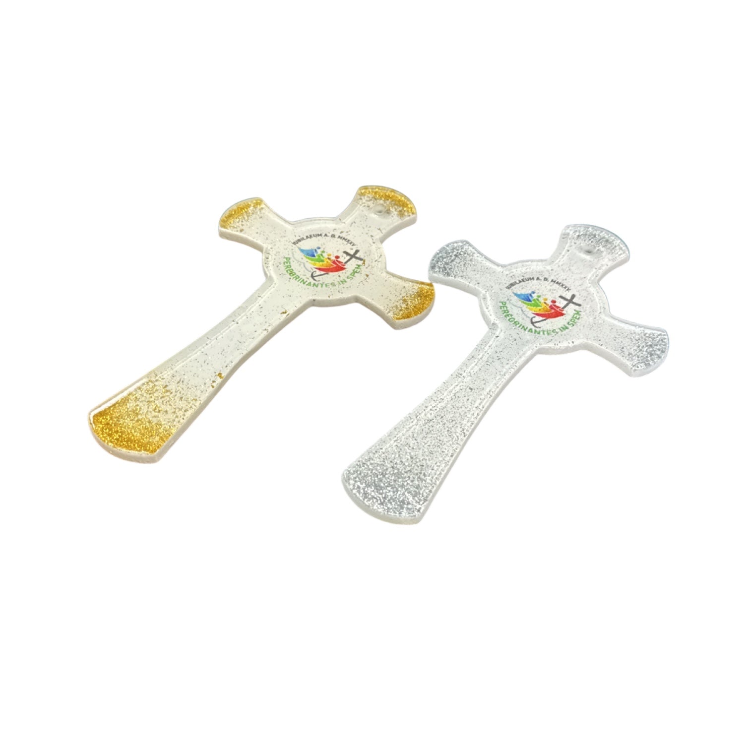 Coppia croci vetro Murano Giubileo della Speranza 2025 - Galleria Mariana