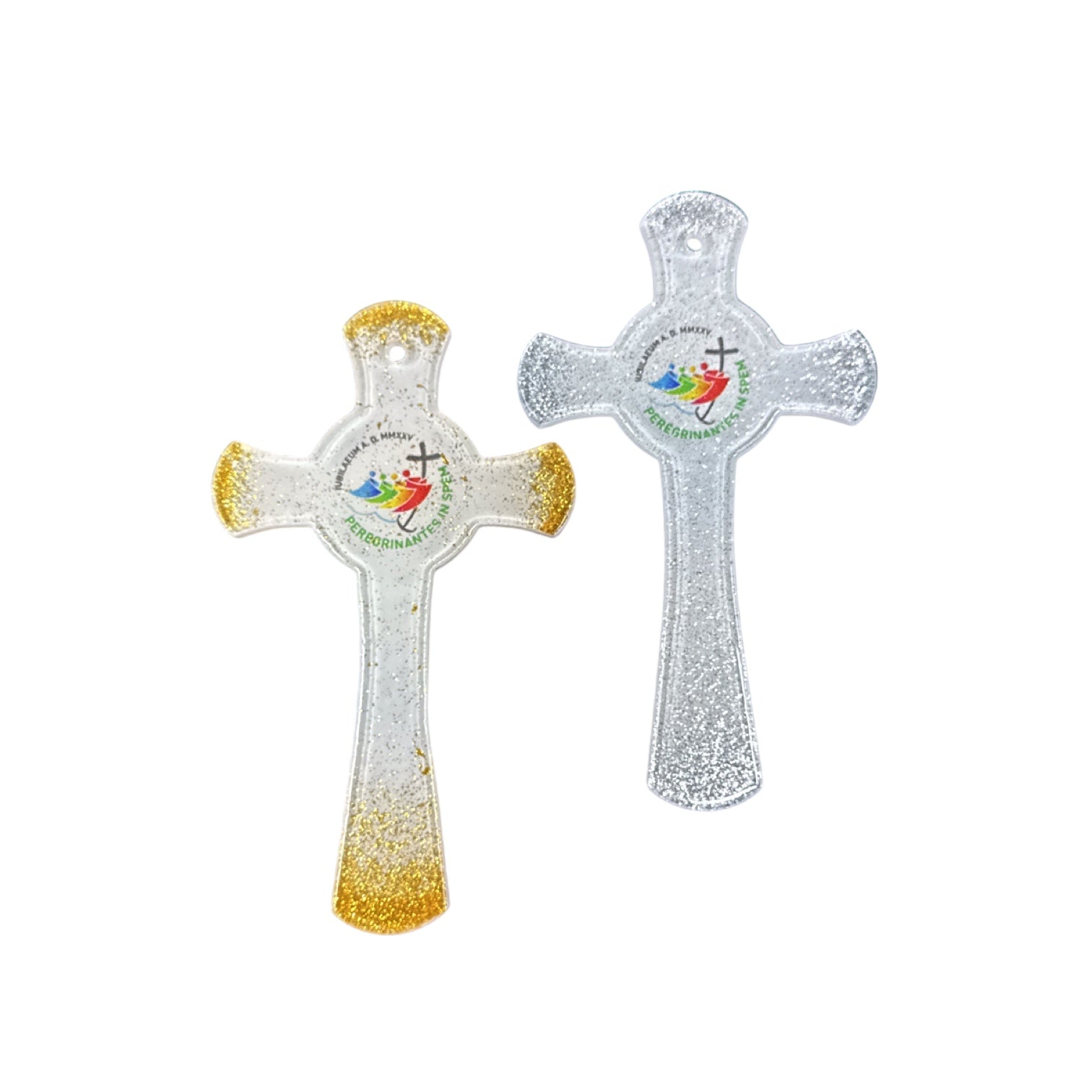 Coppia di croci in vetro Murano del Giubileo 2025 - Galleria Mariana