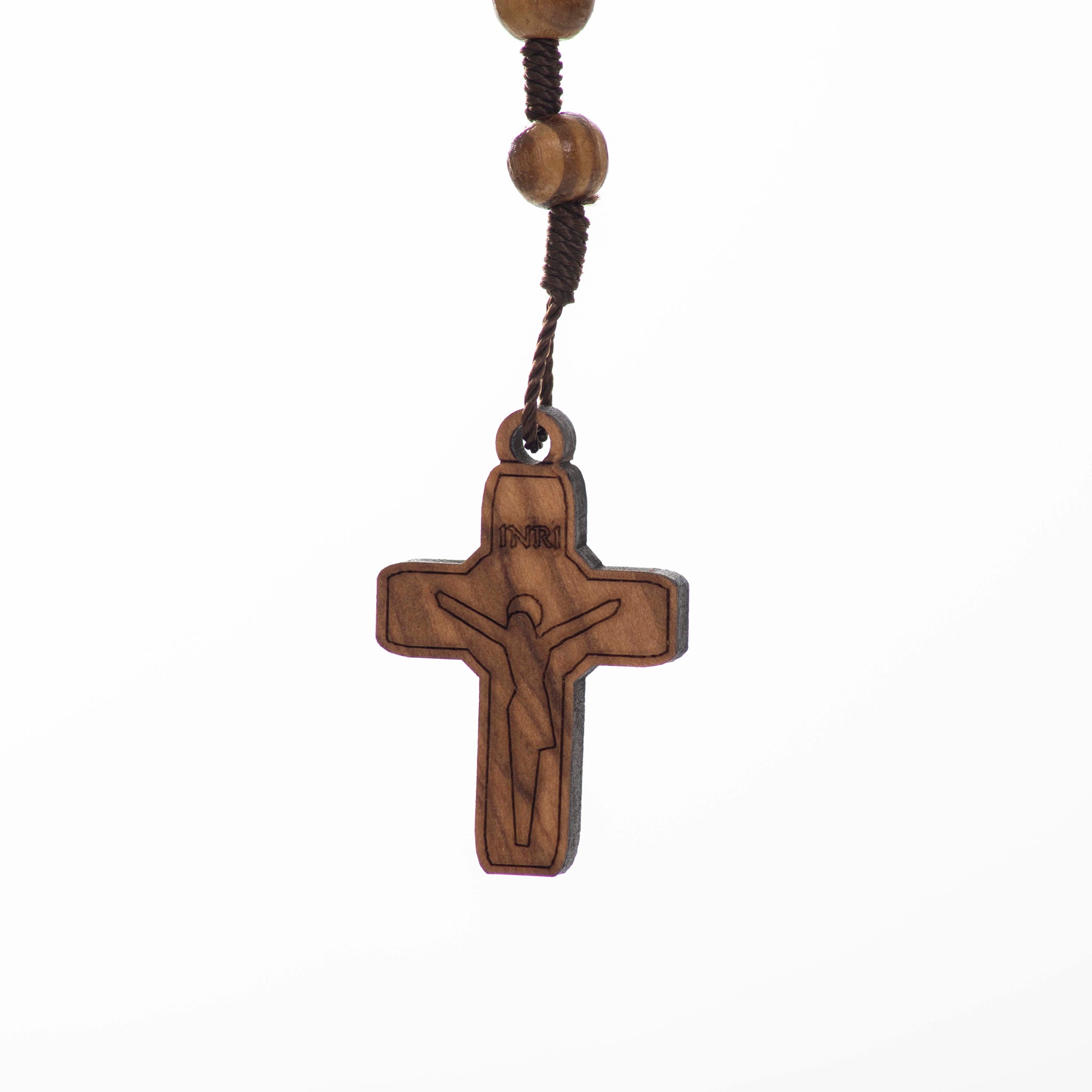 Particolare Rosario in legno di ulivo di Carlo Acutis - Galleria Mariana