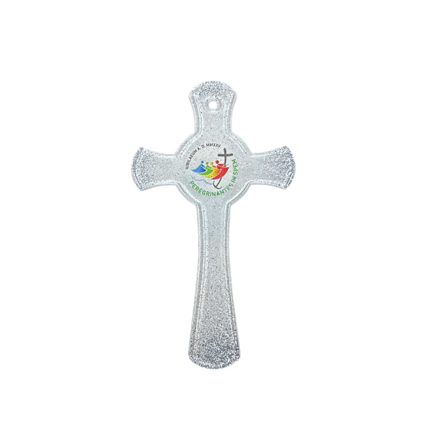Croce in vetro Murano Giubileo 2025 argento - Galleria Mariana