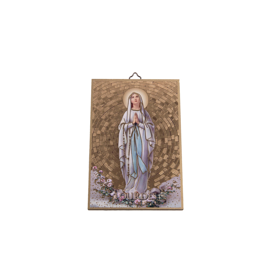 Quadro di legno in foglia oro della Madonna di Lourdes - Galleria Mariana