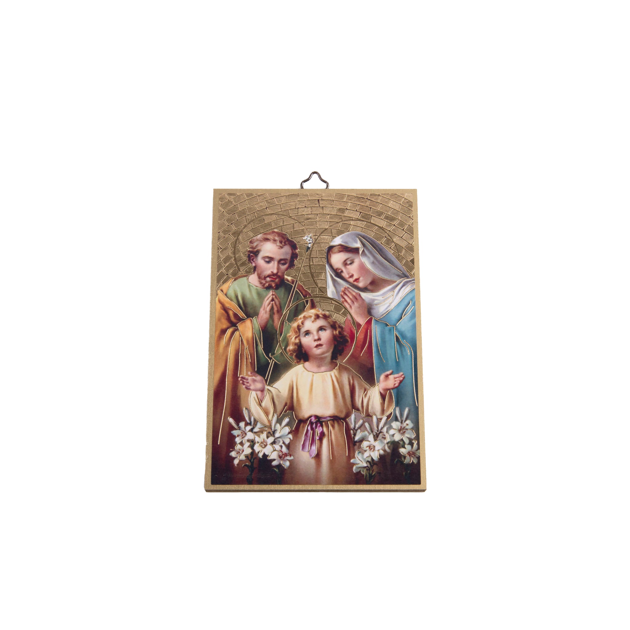 Quadro di legno in foglia oro della Sacra Famiglia - Galleria Mariana