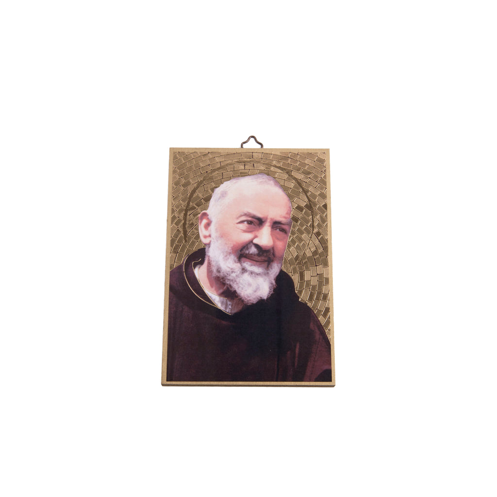 Quadro legno dorato con stampa San Padre Pio - Galleria Mariana