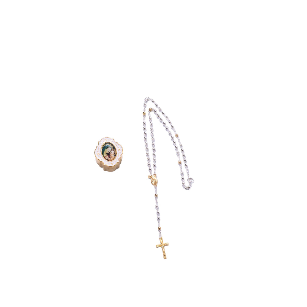 Rosario con scatola dorata della Madonna del Buon Consiglio intero - Galleria Mariana