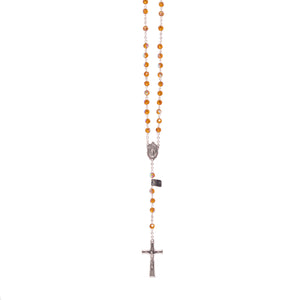 Rosario in cristallo con medaglia arancione - Galleria Mariana