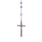 Particolare Rosario in cristallo con medaglia celeste - Galleria Mariana