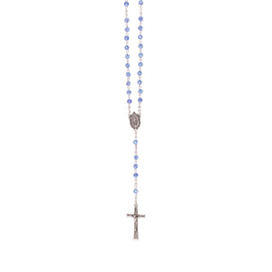 Rosario in cristallo con medaglia celeste - Galleria Mariana