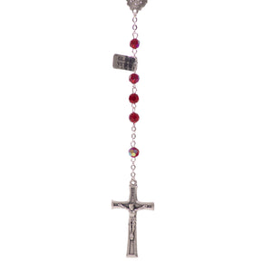 Particolare Rosario in cristallo con medaglia rosso  - Galleria Mariana