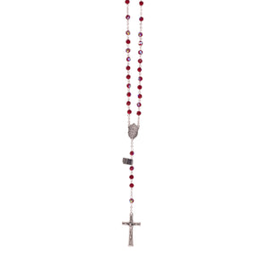 Rosario in cristallo con medaglia rosso  - Galleria Mariana