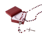 Scatola Rosario in cristallo con medaglia rosso  - Galleria Mariana