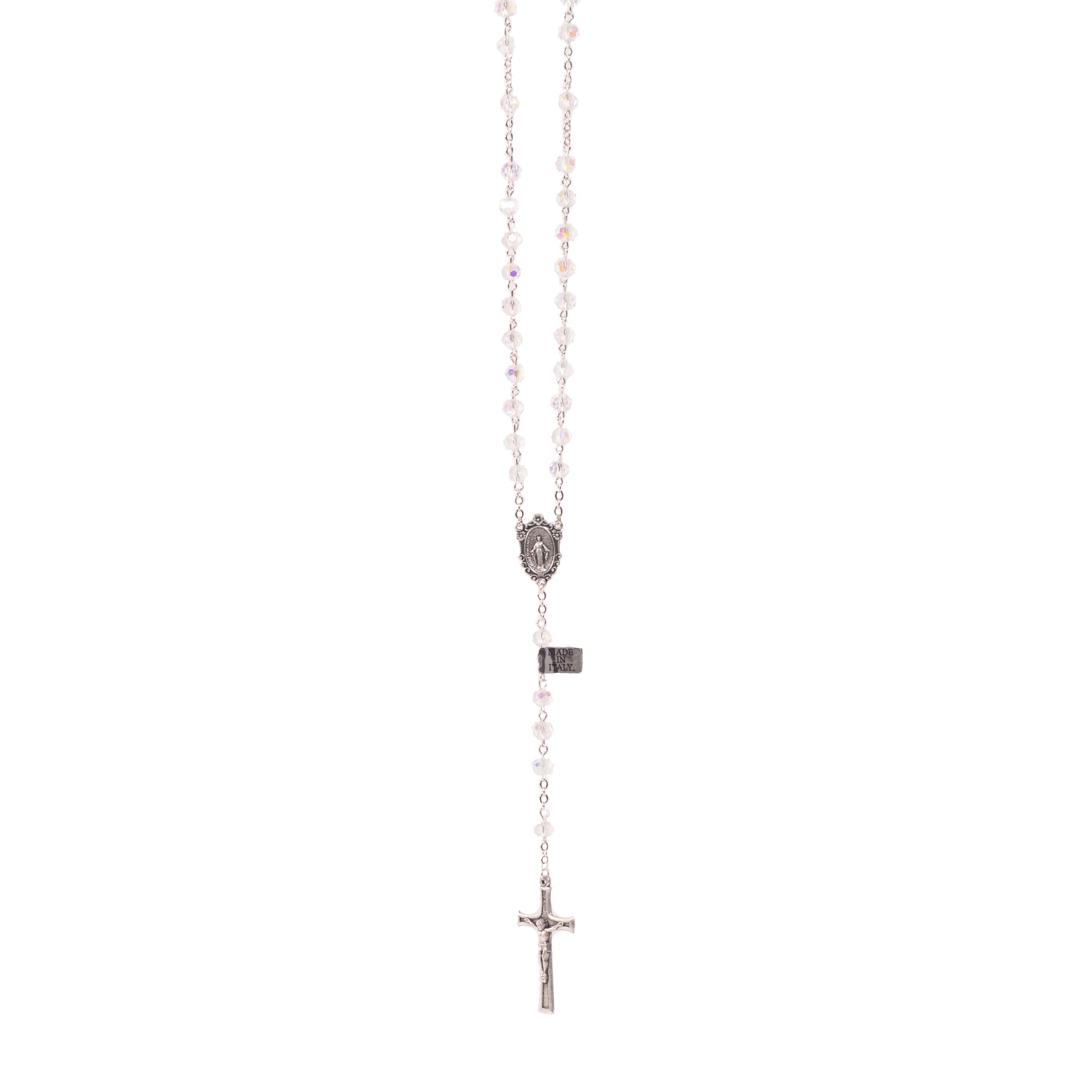 Rosario in cristallo con medaglia trasparente - Galleria Mariana