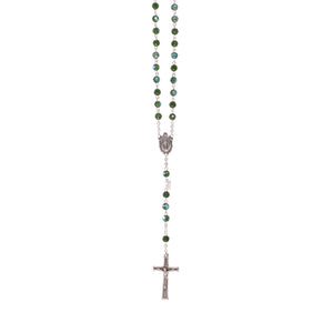 Rosario in cristallo con medaglia verde - Galleria Mariana