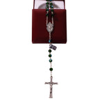 Scatola Rosario in cristallo con medaglia verde - Galleria Mariana