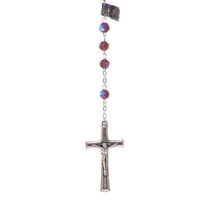 Particolare Rosario in cristallo con medaglia viola - Galleria Mariana