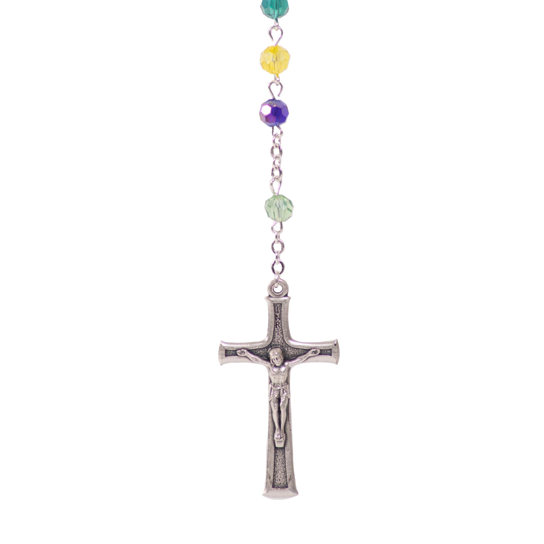 Particolare Rosario in cristallo con medaglia multicolore - Galleria Mariana
