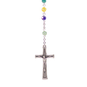 Particolare Rosario in cristallo con medaglia multicolore - Galleria Mariana