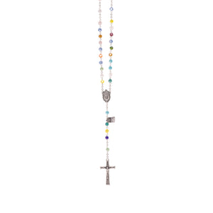 Rosario in cristallo con medaglia multicolore - Galleria Mariana
