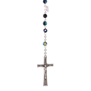 Particolare Rosario in cristallo con medaglia nero - Galleria Mariana