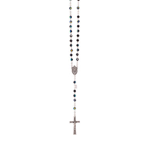 Rosario in cristallo con medaglia nero - Galleria Mariana
