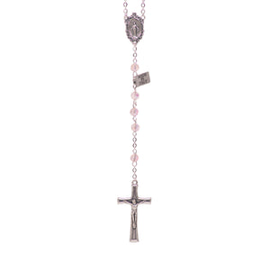 Particolare Rosario in cristallo con medaglia rosa - Galleria Mariana