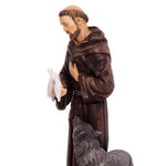 Particolare Statua in resina e marmo di San Francesco con animali - Galleria Mariana
