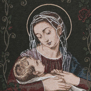 Particolare Arazzo in tela d'oro della Madonna col bambino in braccio - Galleria Mariana