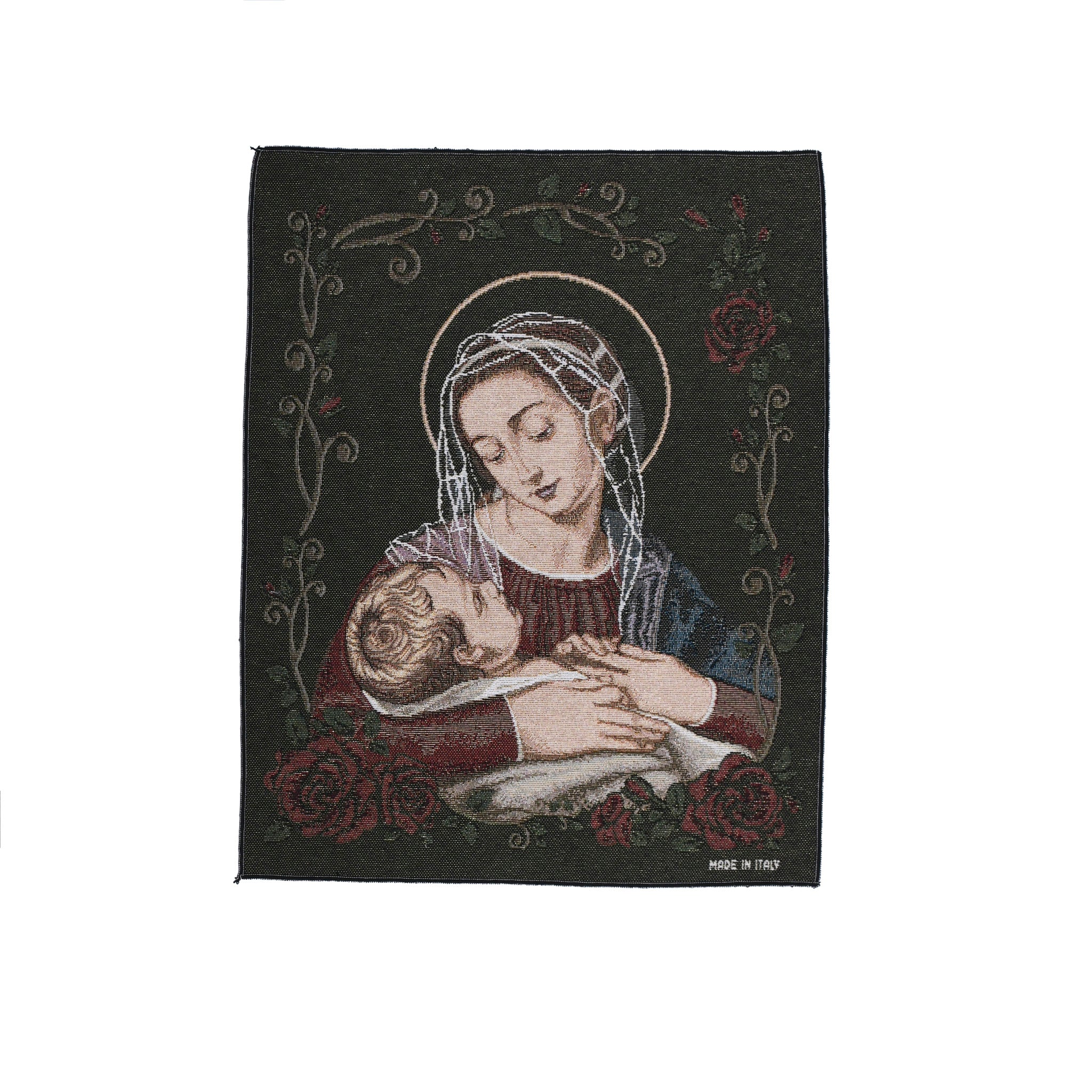 Arazzo in tela d'oro della Madonna col bambino in braccio - Galleria Mariana