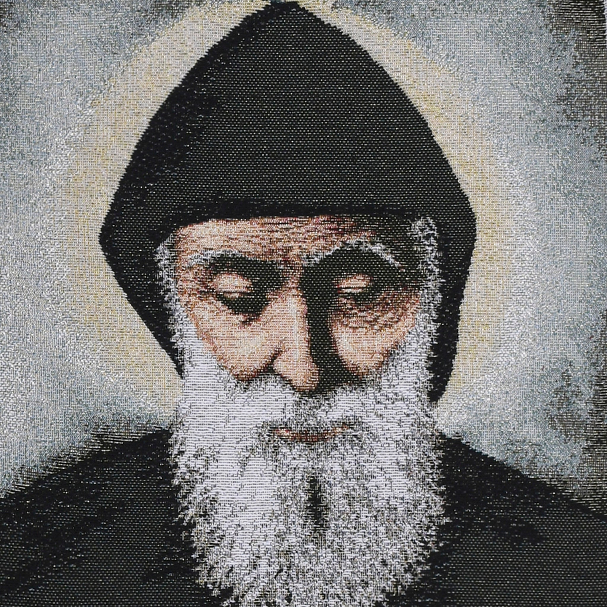 Particolare Arazzo in tela d'oro del volto di Papa Paolo VI - Galleria Mariana