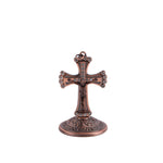 Crocifisso in ottone ramato con diamanti e base - Galleria Mariana