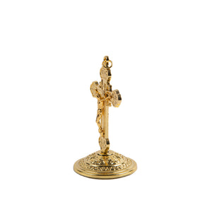 Particolare Crocifisso smaltato oro con base - Galleria Mariana