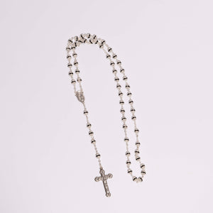 Rosario in argento con pietra nera intero - Galleria Mariana