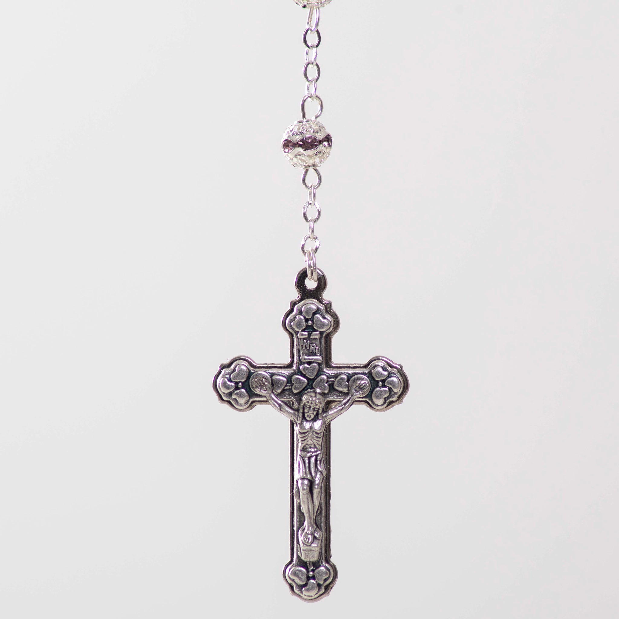 Particolare Rosario in argento con pietra viola - Galleria Mariana
