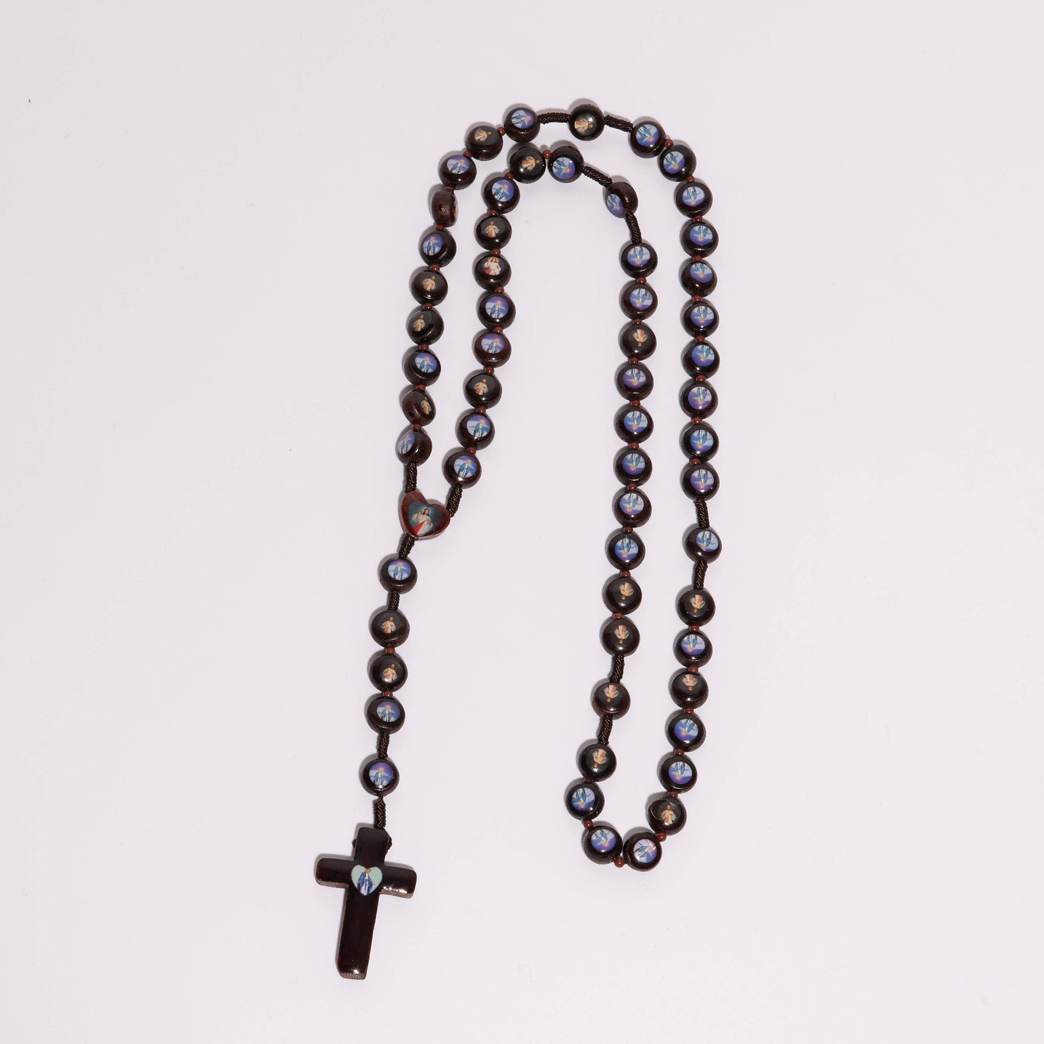 Rosario con corda nera e santi intero - Galleria Mariana