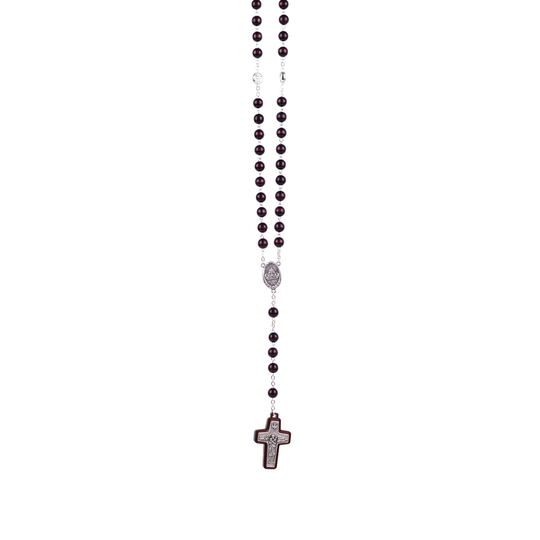 Rosario in legno di ulivo scuro con croce del Buon Pastore - Galleria Mariana