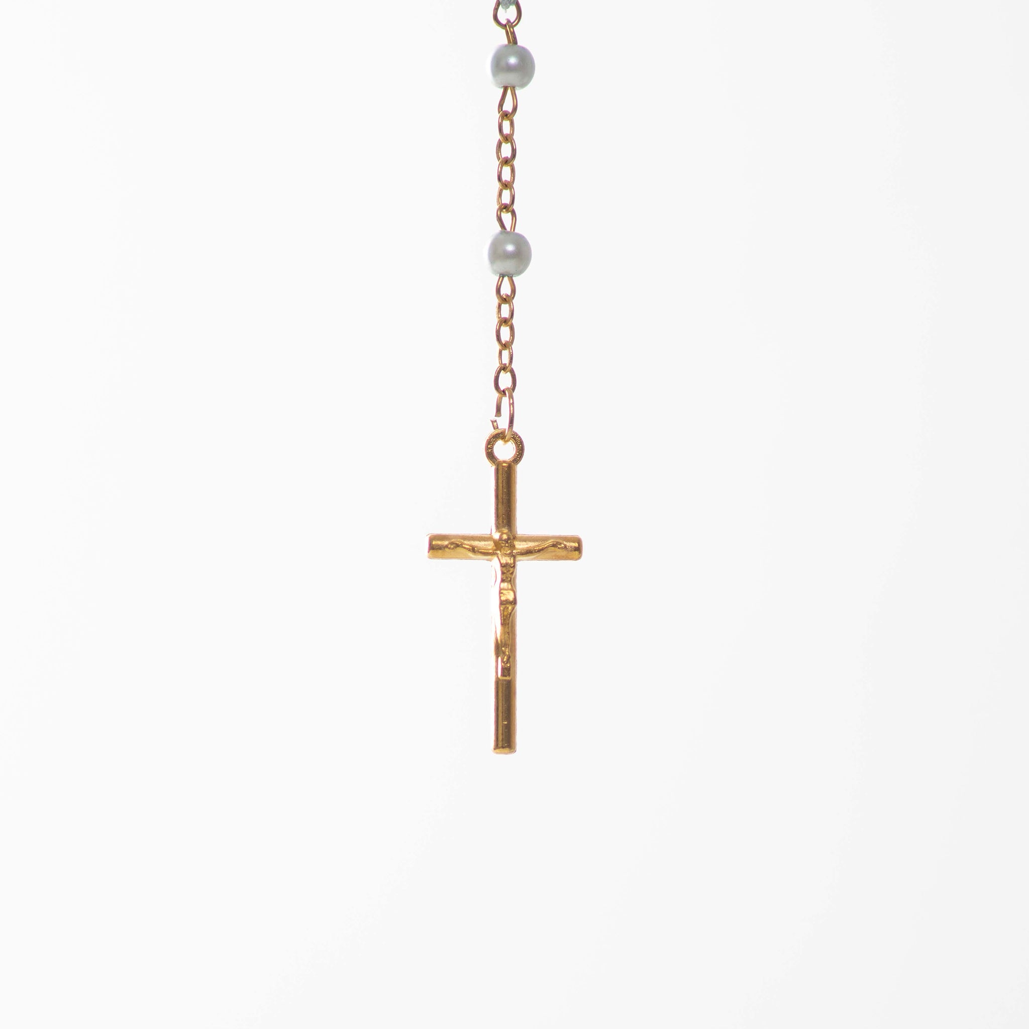 Particolare Rosario con perle placcato oro - Galleria Mariana