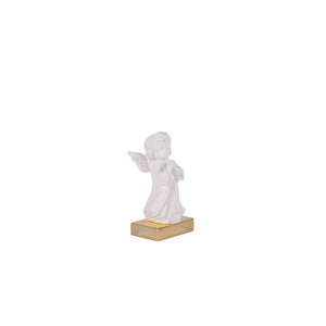 Particolare Statua in marmo di angelo con base oro - Galleria Mariana