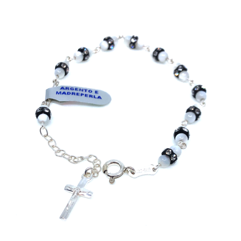 SILVER AND MOTHER OF PEARL BRACELET WITH CROSS