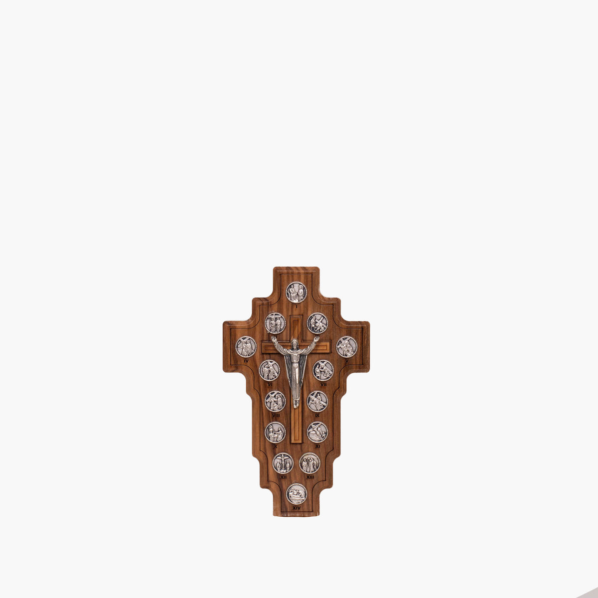 Stazioni Via Crucis In Legno D'ulivo Con Terra Di Gerusalemme – 14 Cm, Zuluf