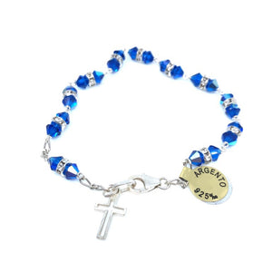 Silver bracelet brilliants blue cross - Galleria Mariana 