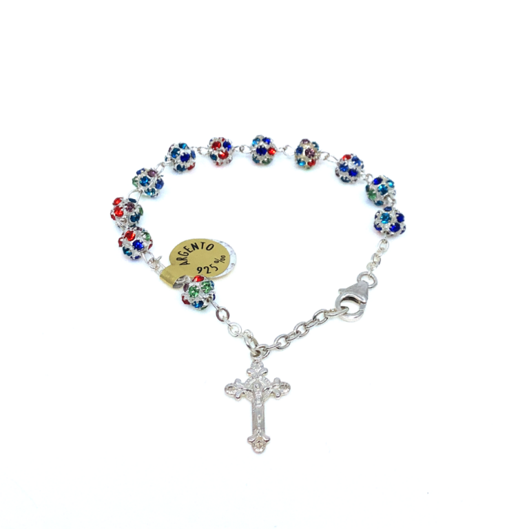 Bracciale in argento con perline multicolore - Galleria Mariana