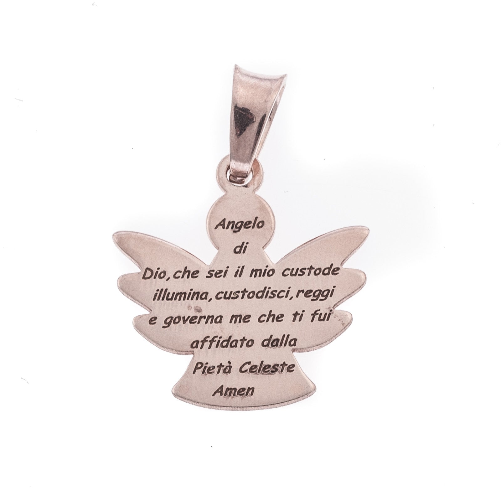 Retro Ciondolo in argento con l'angelo di Dio oro rosa - Galleria Mariana