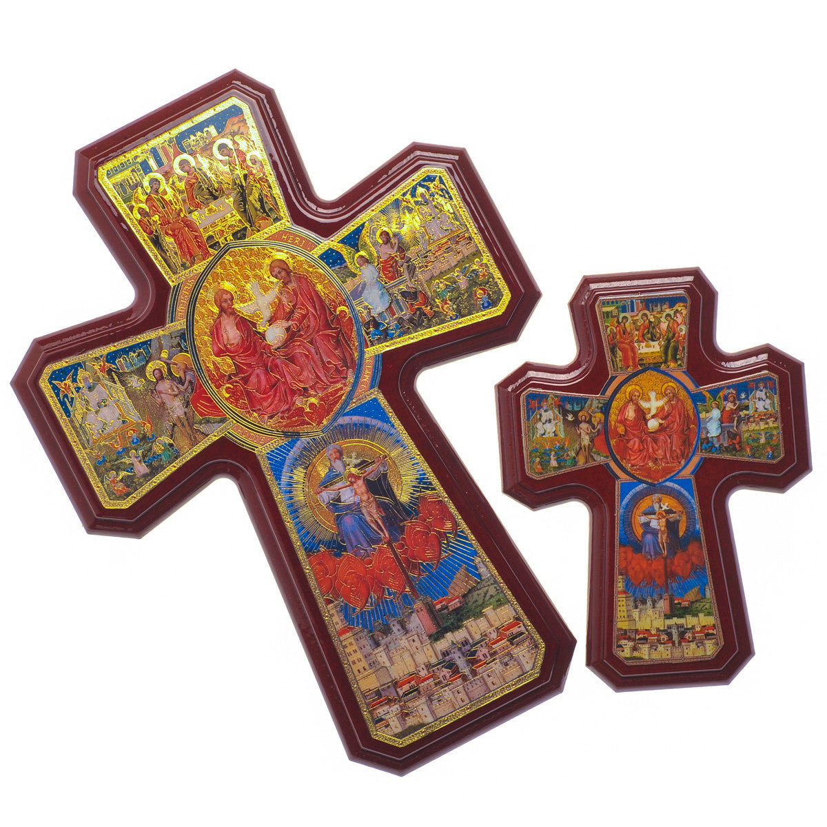 Crocifisso Della Trinità Dipinto A Mano - Decorazione Parete - Regalo Cattolico - Foto 3