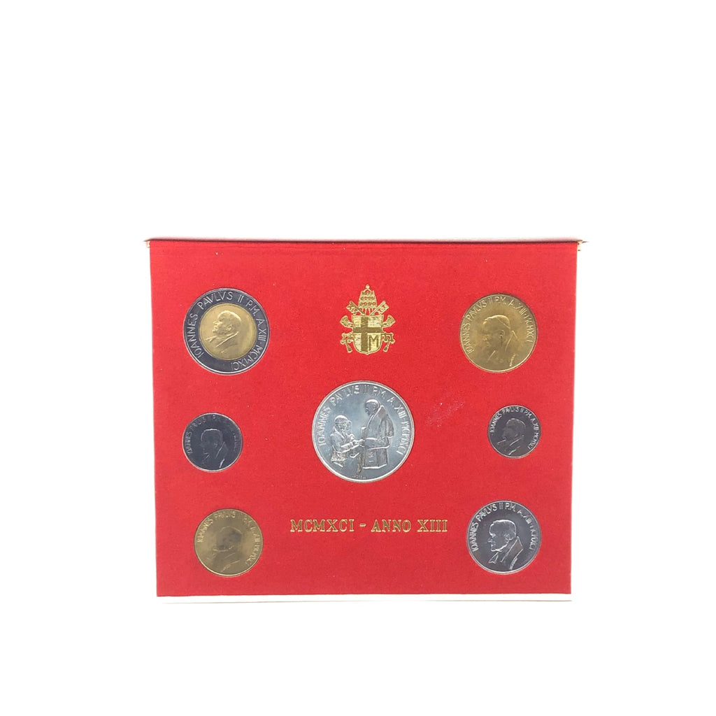 Vatican coin lira divisional set emission 1991 Pope John Paul II - Galleria Mariana