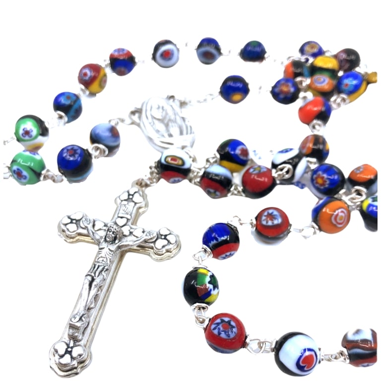 Harlequin murano glass rosary multicolor - Galleria Mariana