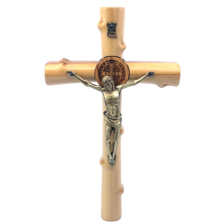 Crucifix olive wood Saint Benedict medal - Galleria Mariana
